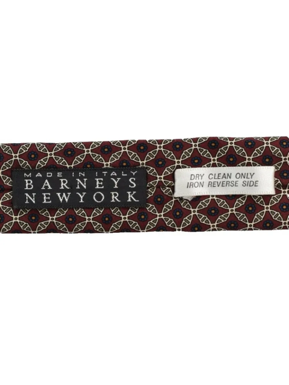 Barneys New York Mens Necktie 100 Silk Brown Geometric Italian Classic Tie